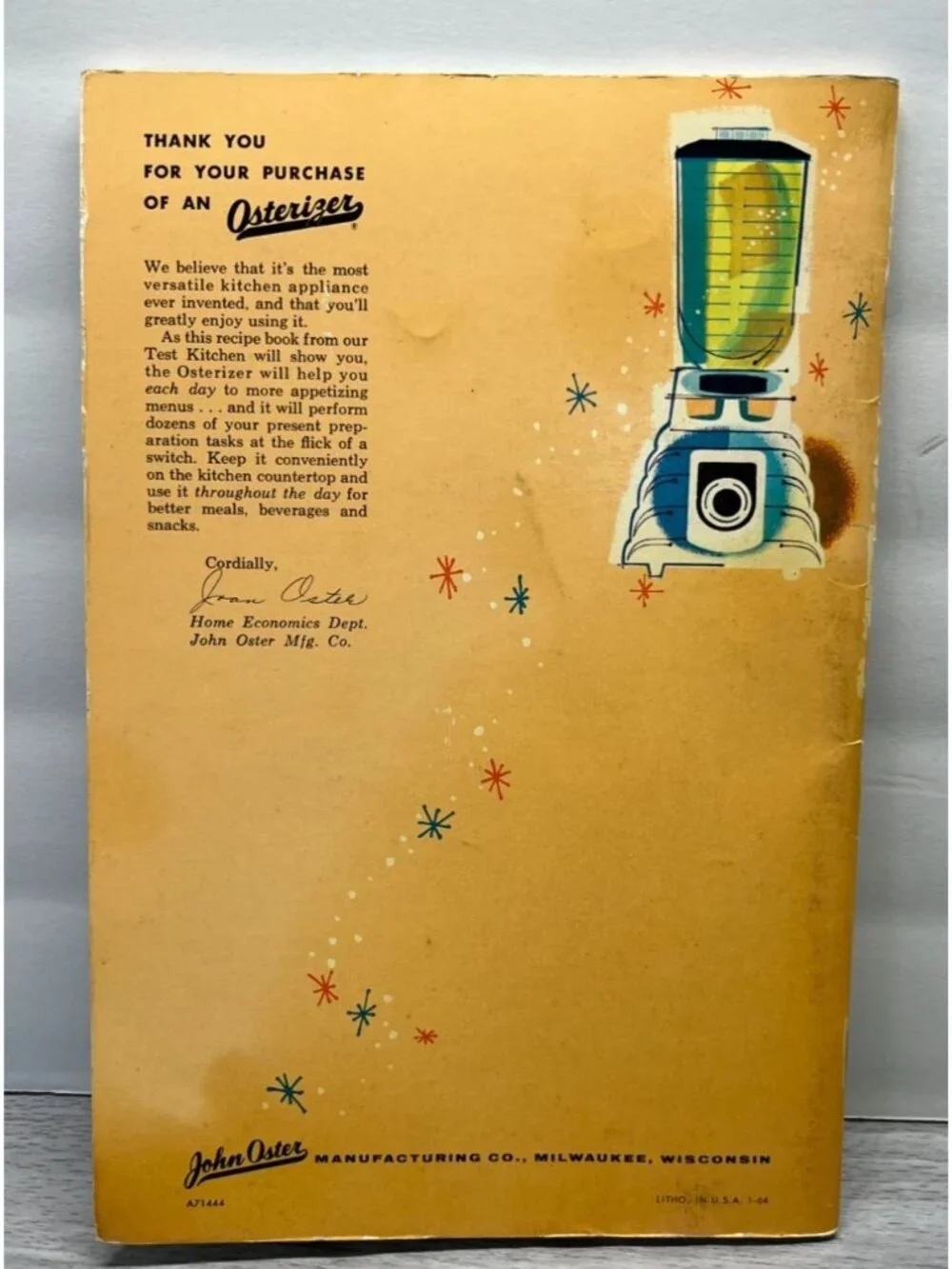 Recipes for the Two-Speed Osterizer Vintage Cooking Cookbook Booklet 1960s